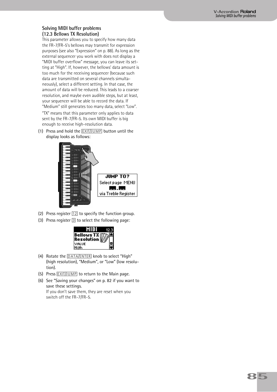 Solving midi buffer problems, P. 85 | Roland V-ACCORDION FR-5 User Manual | Page 85 / 114