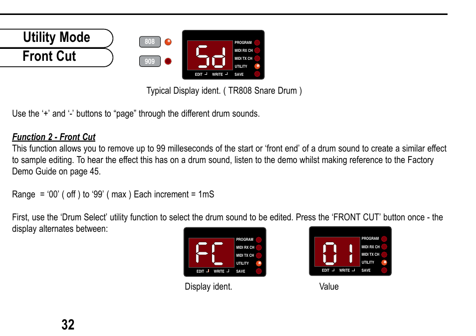 Utility mode front cut 32 | Roland D Station User Manual | Page 34 / 54