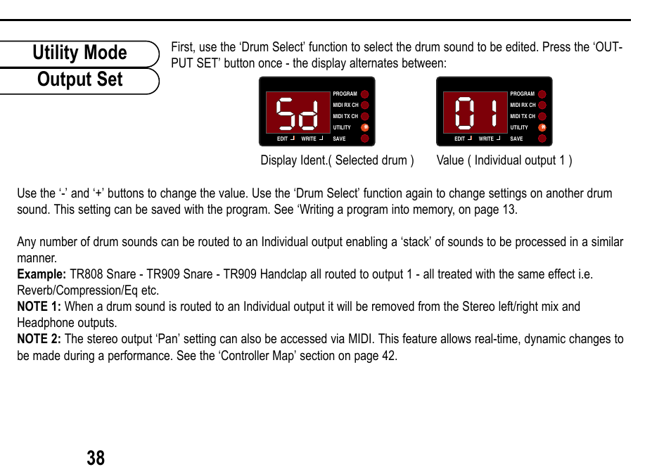 Utility mode output set 38 | Roland D Station User Manual | Page 40 / 54