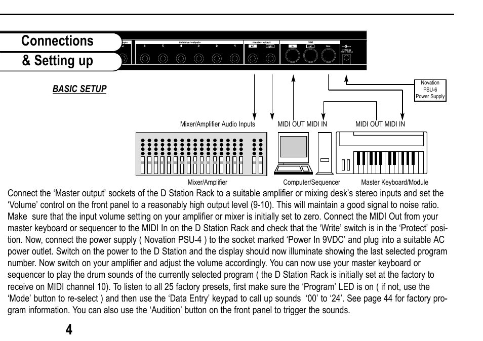 Connections & setting up 4 | Roland D Station User Manual | Page 6 / 54