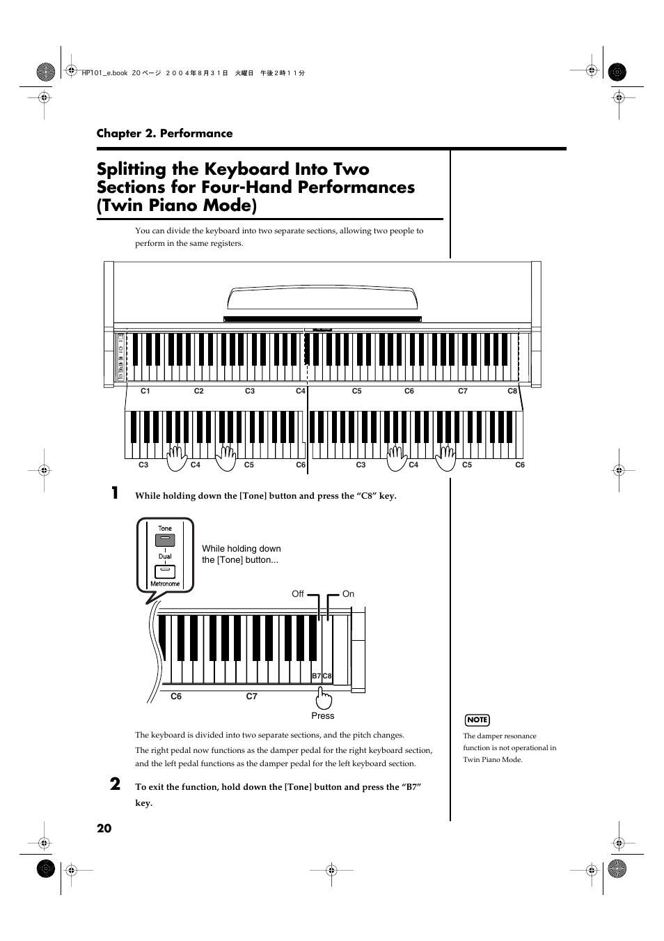 Roland HP101 User Manual | Page 20 / 40