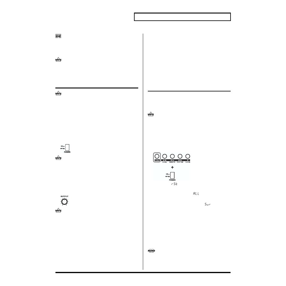 Turning on the power, Turning off the power, Restoring the factory settings (factory reset) | P. 17), 17 getting ready | Roland SH-32 User Manual | Page 17 / 124