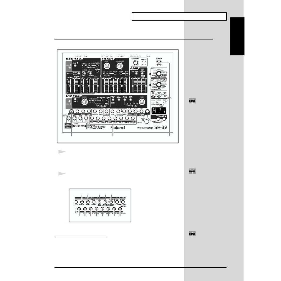 Standalone play of sounds (preview), P. 21) | Roland SH-32 User Manual | Page 21 / 124