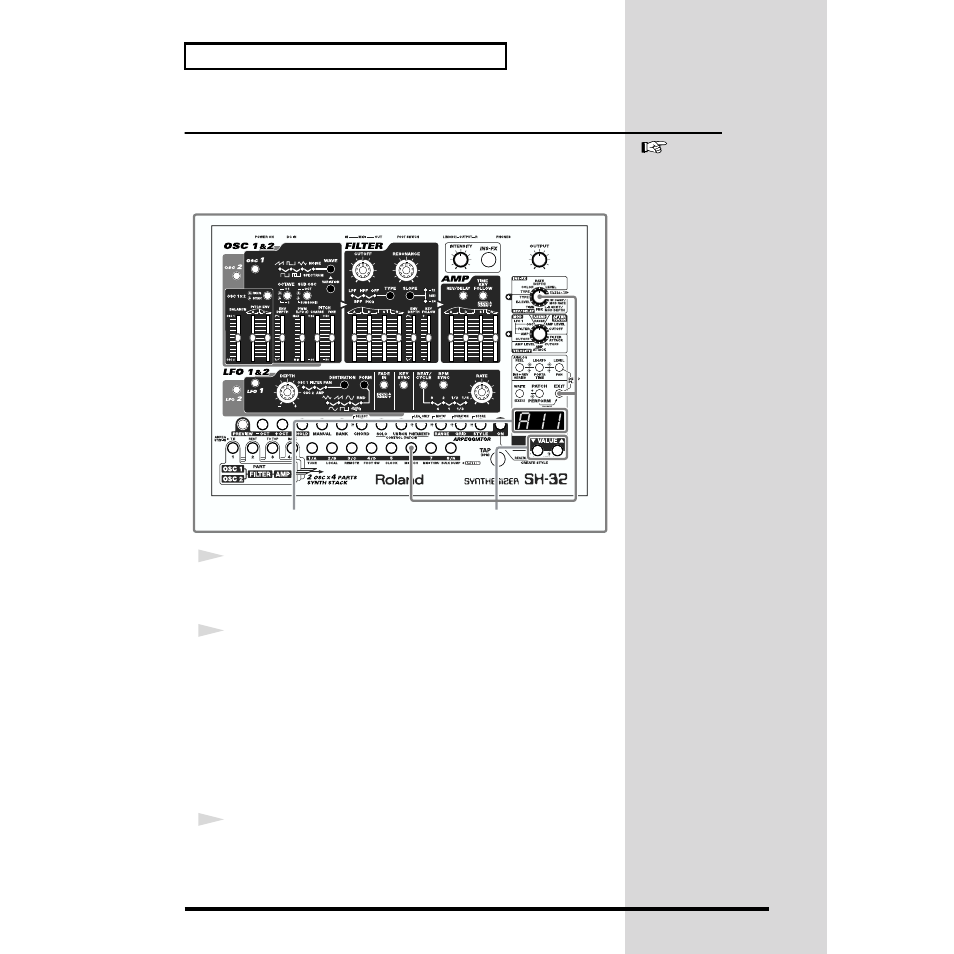 Playing a sound with a midi keyboard | Roland SH-32 User Manual | Page 22 / 124