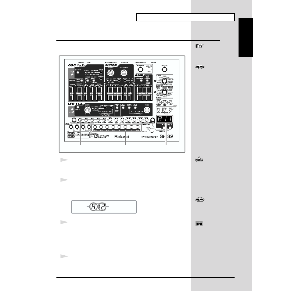 Listening to the preset sounds, P. 23) | Roland SH-32 User Manual | Page 23 / 124