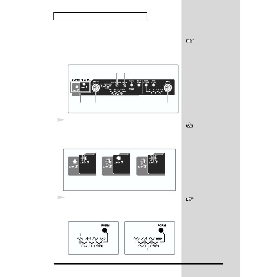 Adding modulation to the sound (lfo), Effects such as vibrato (p. 32) | Roland SH-32 User Manual | Page 32 / 124