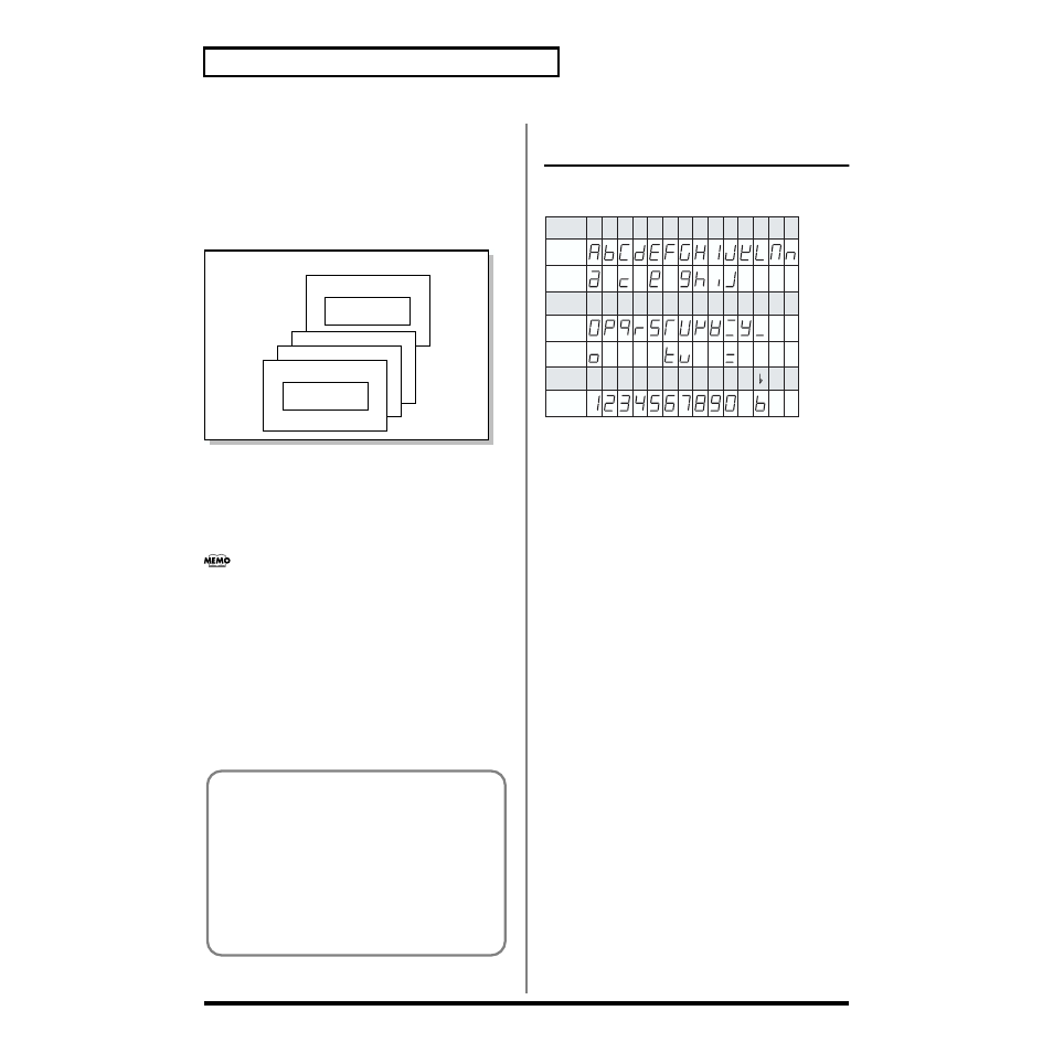 Performances (1-1–8-8), How characters and numerals are displayed | Roland SH-32 User Manual | Page 46 / 124