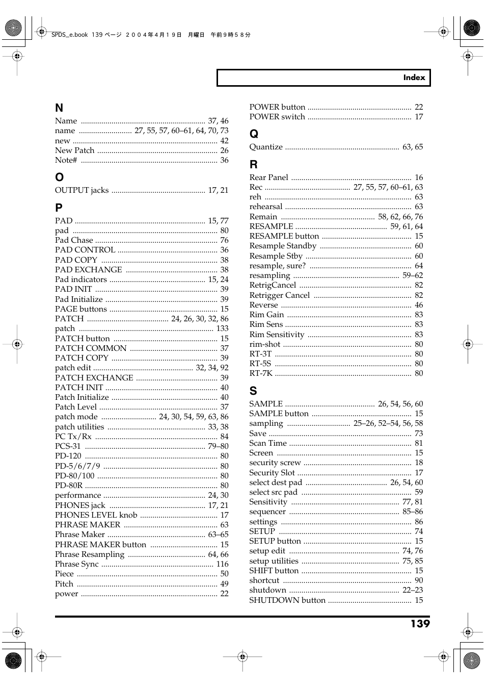 Roland SPD-S User Manual | Page 139 / 144