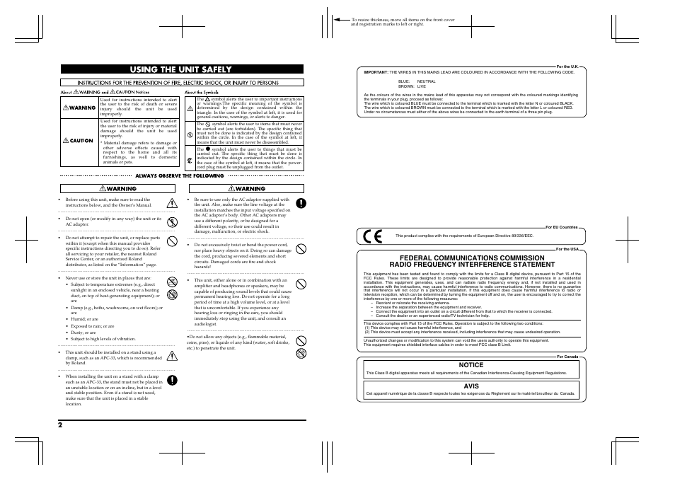 Notice avis | Roland SPD-S User Manual | Page 2 / 144