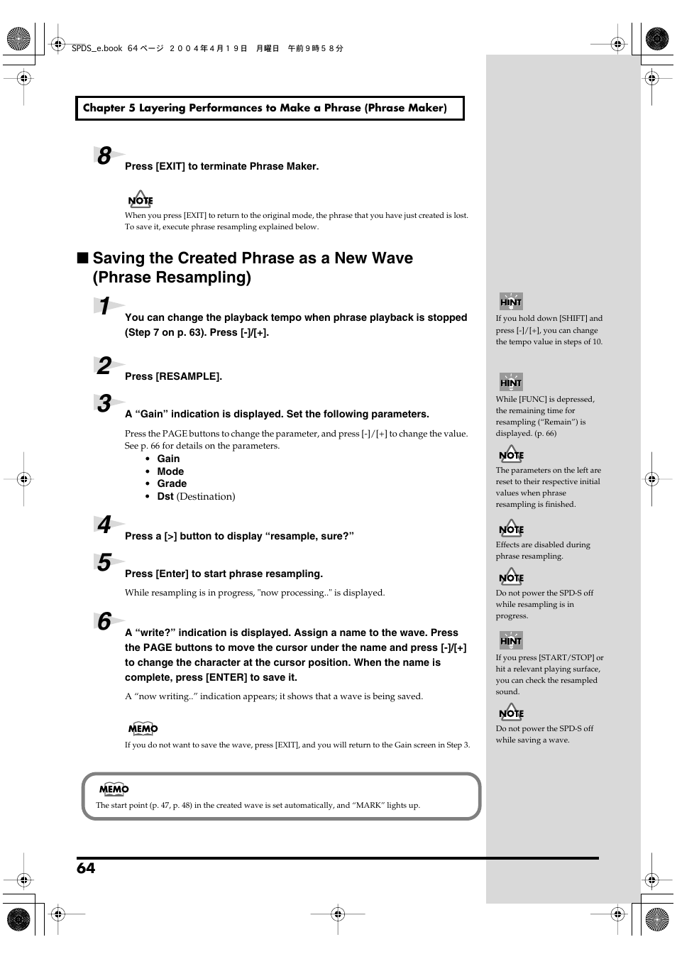 Roland SPD-S User Manual | Page 64 / 144