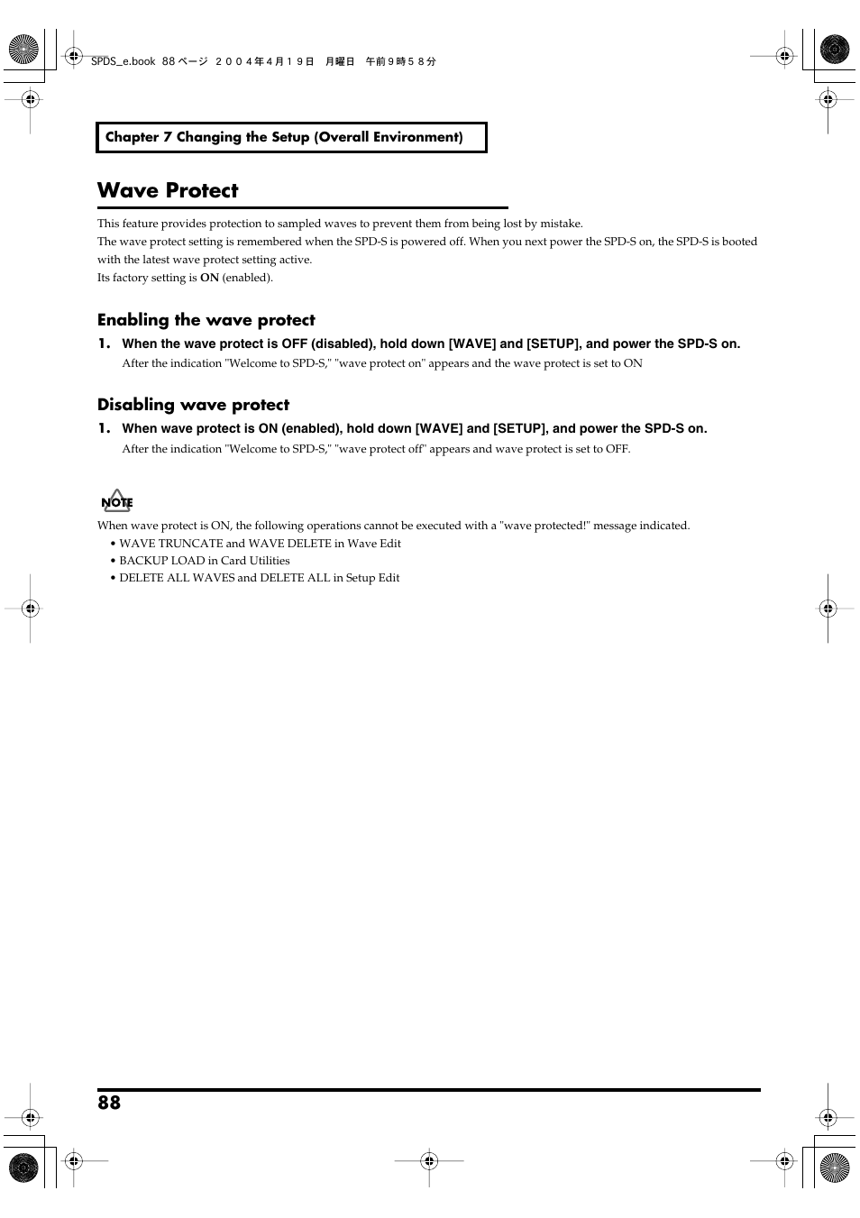 Wave protect | Roland SPD-S User Manual | Page 88 / 144