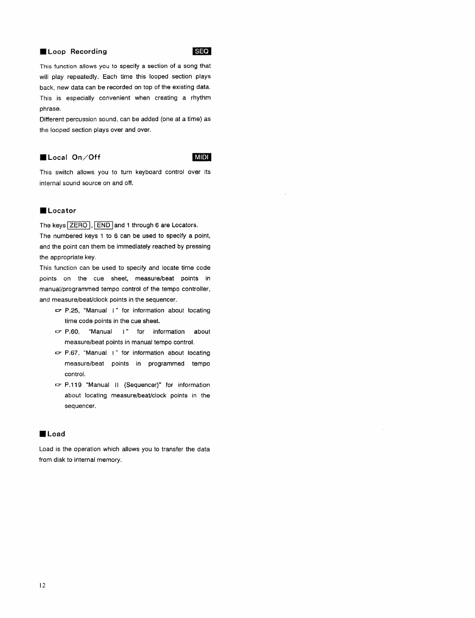 I loop recording, Local on/off i2i0i, I locator | Load | Roland SBX-1000 User Manual | Page 14 / 18