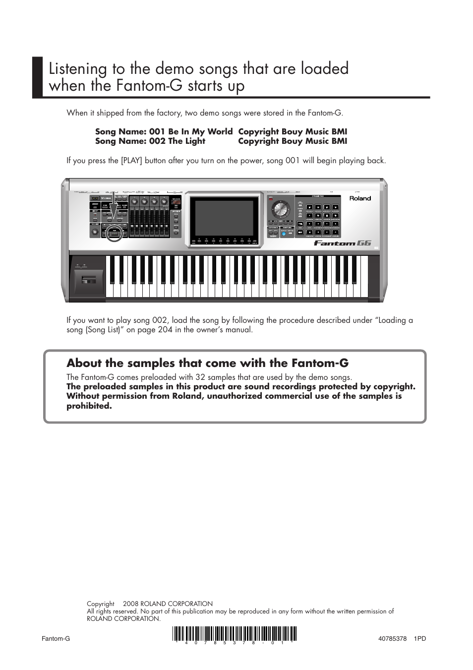 Roland Fantom-G none User Manual | 1 page