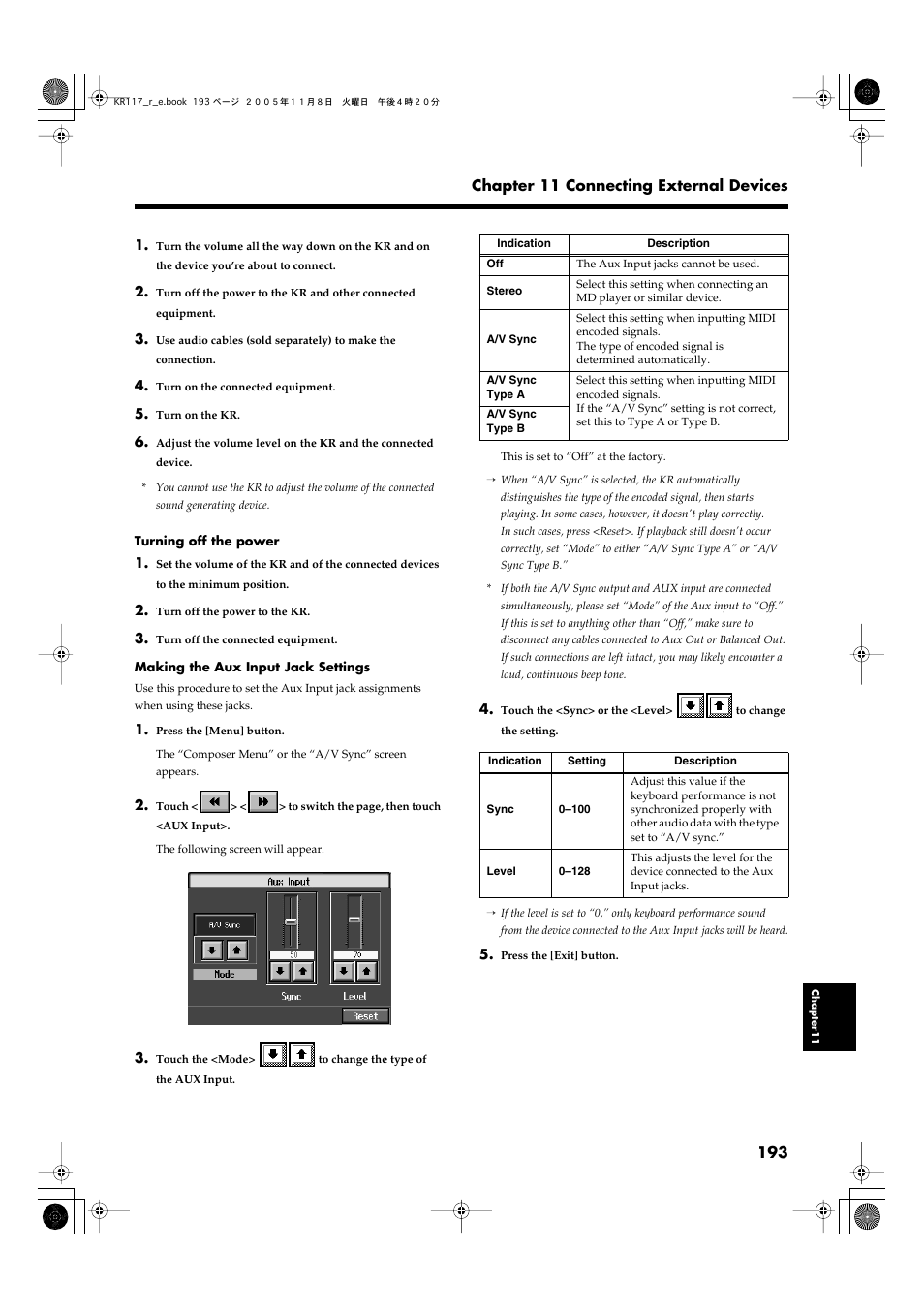 Through the kr’s speakers (p. 193) | Roland KR117/115 User Manual | Page 193 / 228