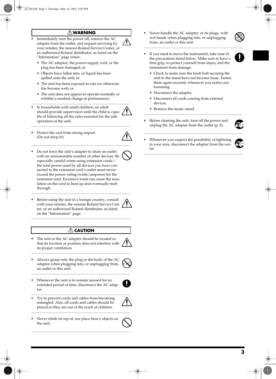 Roland EP-760 User Manual | Page 3 / 34