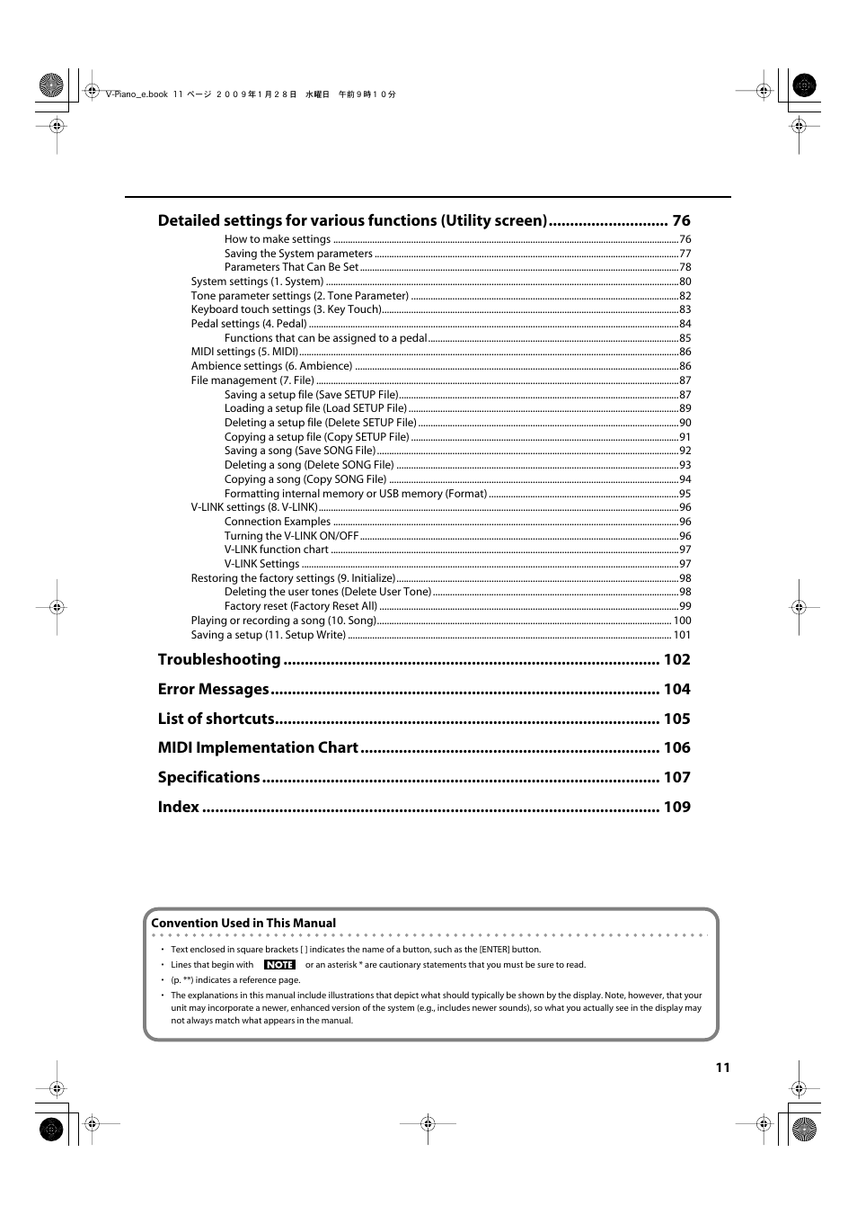 Roland V-Piano User Manual | Page 11 / 116