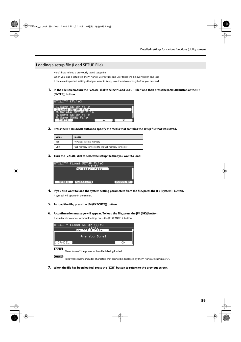 Loading a setup file (load setup file), P. 89 | Roland V-Piano User Manual | Page 89 / 116