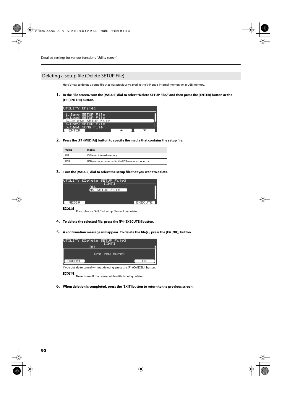 Deleting a setup file (delete setup file), P. 90 | Roland V-Piano User Manual | Page 90 / 116