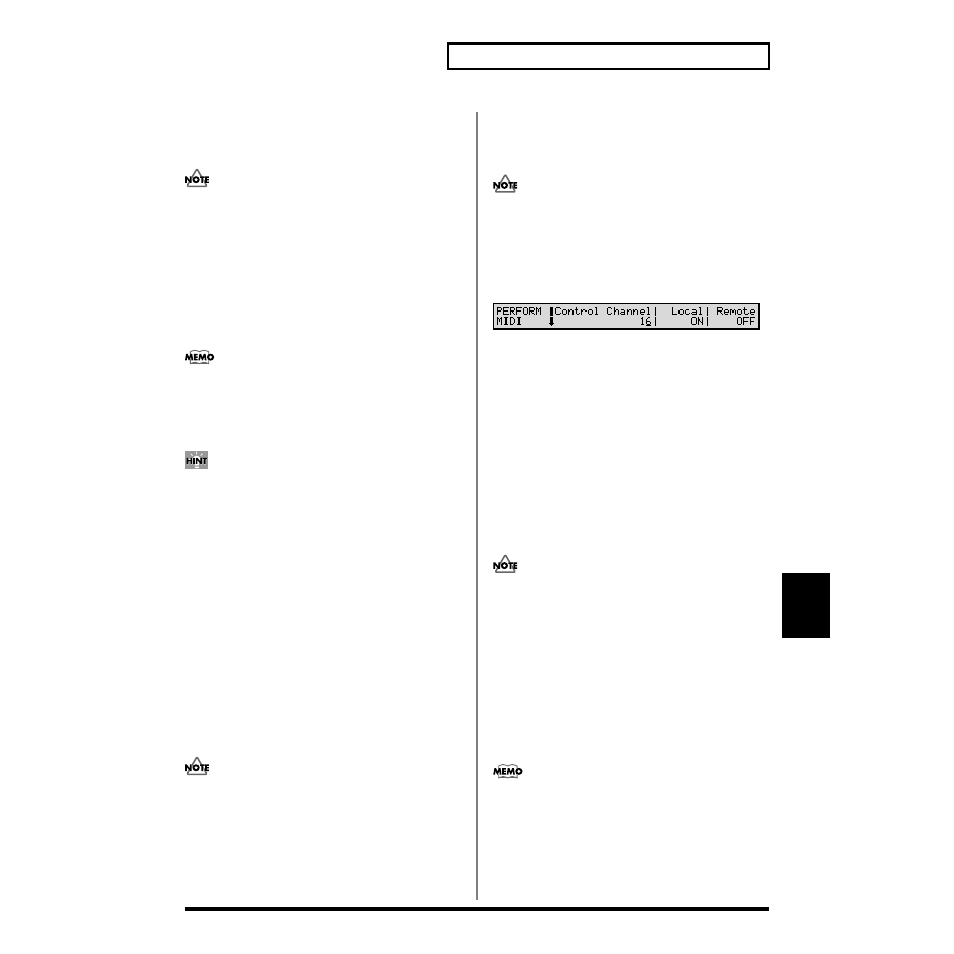 Midi settings (midi), Different setting (p. 169), From the output a (mix) jacks in stereo (p. 169) | P. 169) | Roland XV-88 User Manual | Page 169 / 312