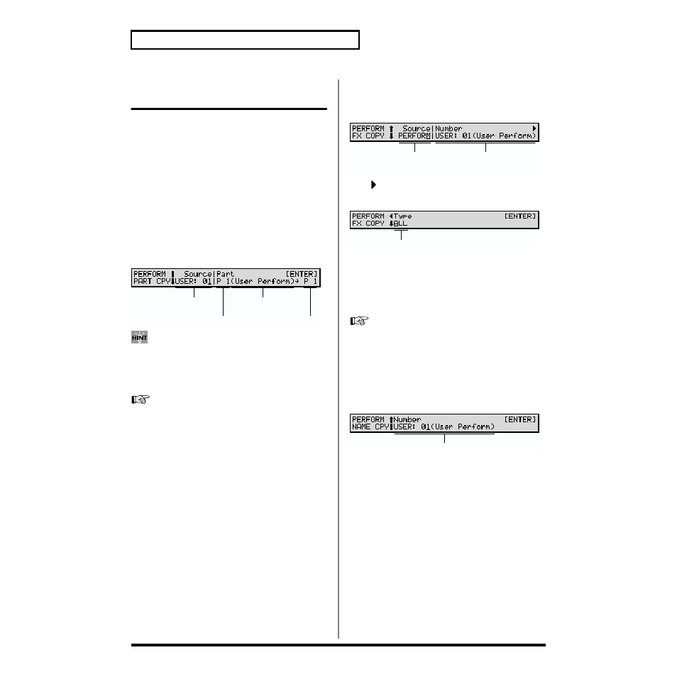 Copying sound generator settings (copy), Copying a performance, P. 182) | Roland XV-88 User Manual | Page 182 / 312