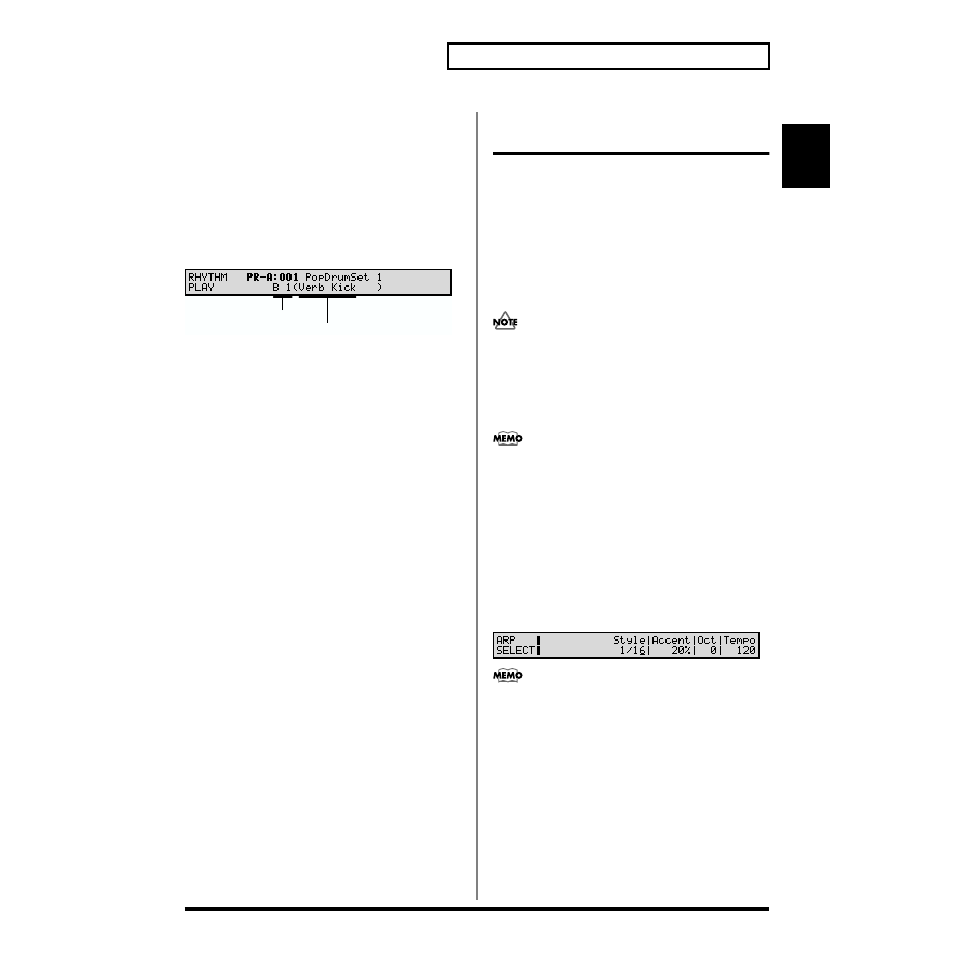 Playing percussion instruments, Playing arpeggios (arpeggiator), You want (p. 41) | P. 41) | Roland XV-88 User Manual | Page 41 / 312