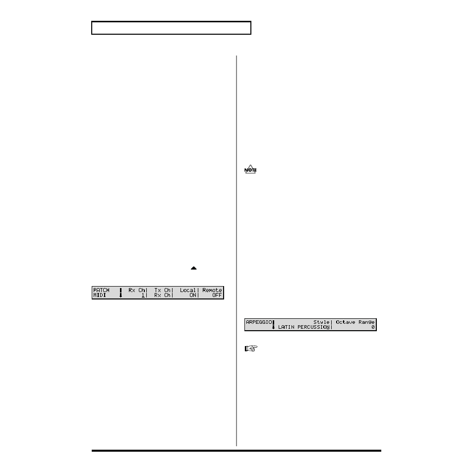 Simulating a rhythm guitar, Playing an arpeggio from an external midi device, Creating an arpeggio pattern | Roland XV-88 User Manual | Page 44 / 312