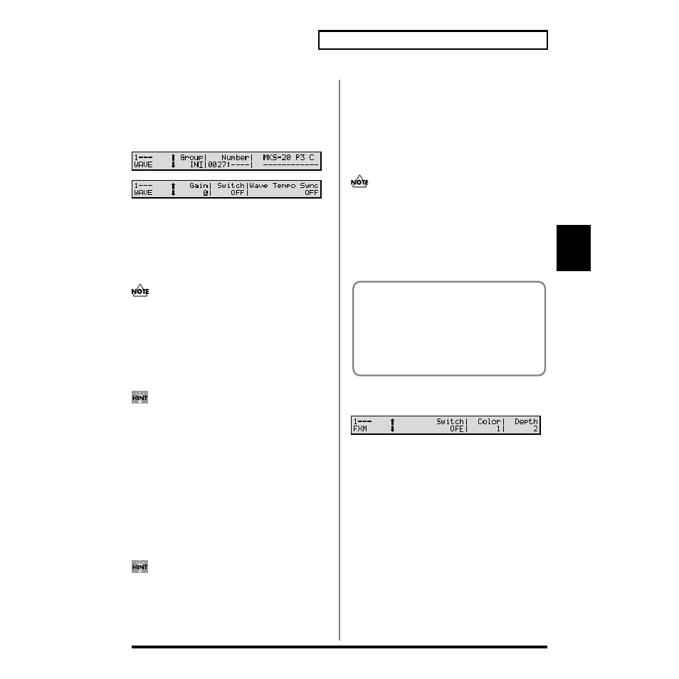 Modifying waveforms (wave), Patch/wave/wave) (p. 81) | Roland XV-88 User Manual | Page 81 / 312