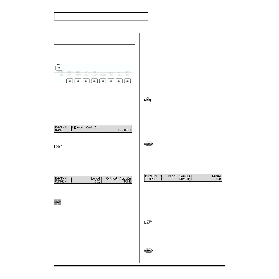 Functions of rhythm set parameters, Settings common to the entire rhythm set (common) | Roland XV-88 User Manual | Page 96 / 312