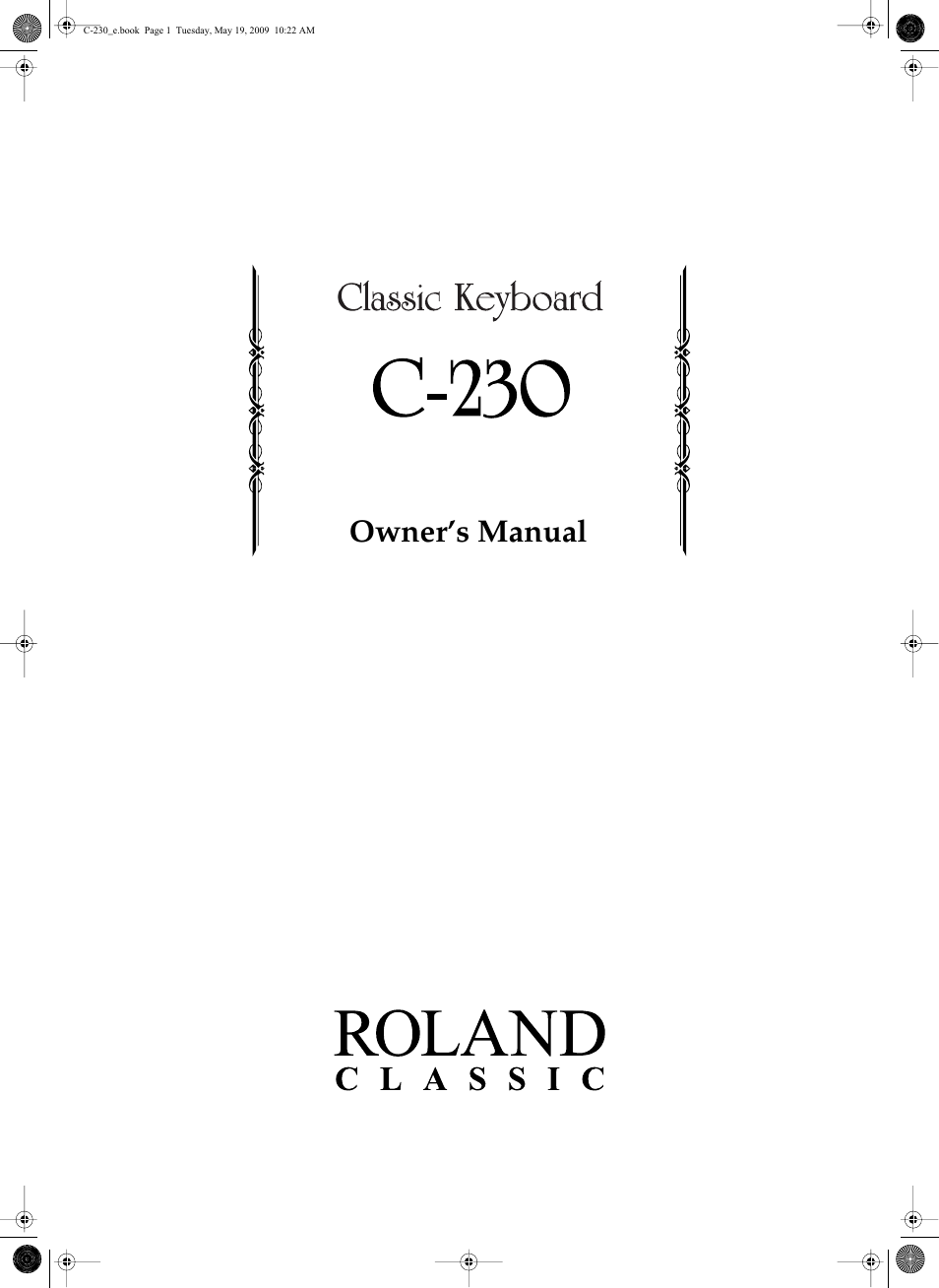 Roland Classic Keyboard C-230 User Manual | 48 pages