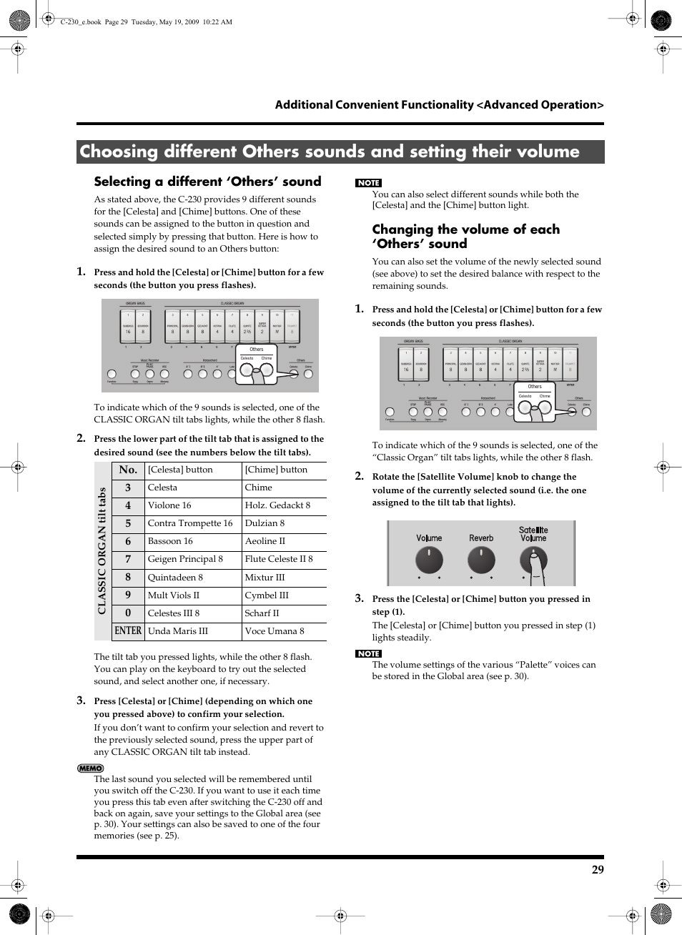 Changing the volume of each ‘others’ sound | Roland Classic Keyboard C-230 User Manual | Page 29 / 48