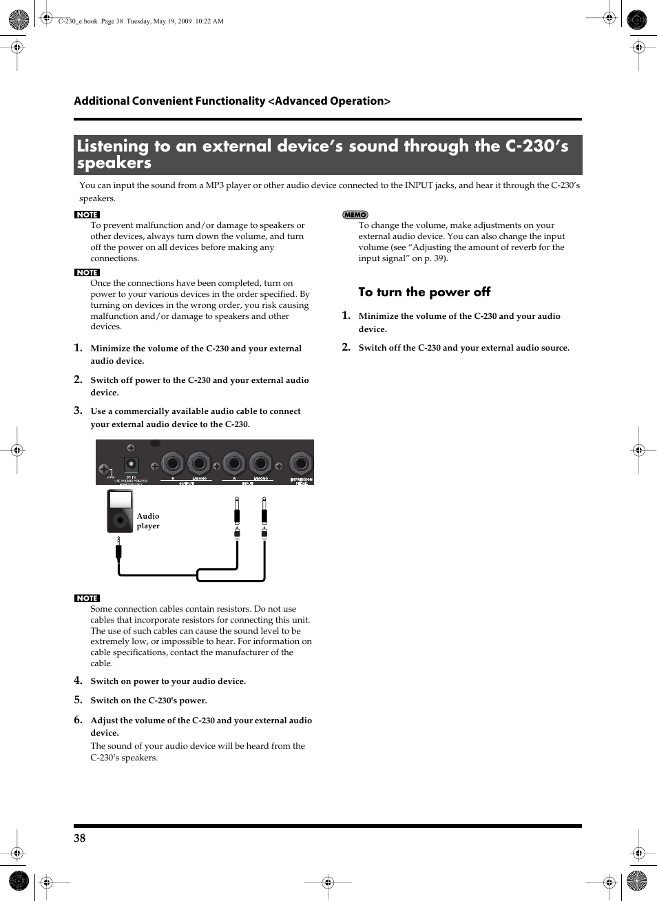 Roland Classic Keyboard C-230 User Manual | Page 38 / 48