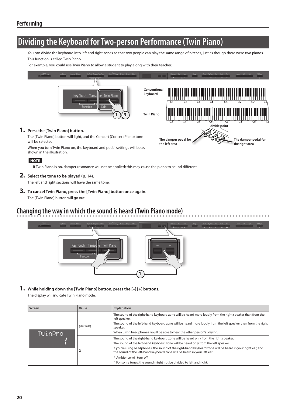 Iano (p. 20) ar, Performing | Roland DP90 User Manual | Page 20 / 64