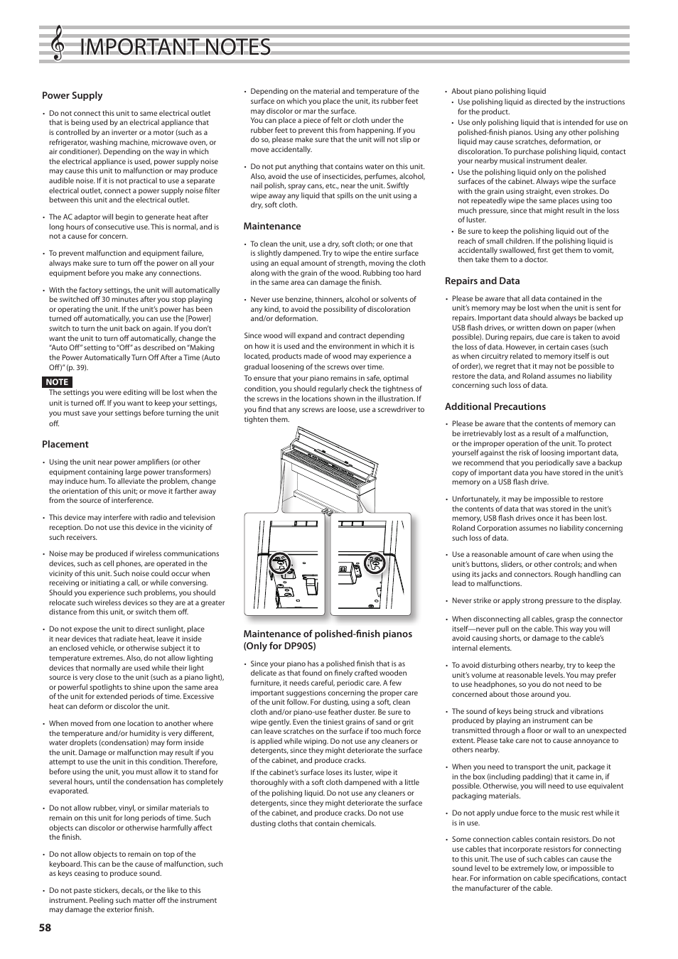 Roland DP90 User Manual | Page 58 / 64