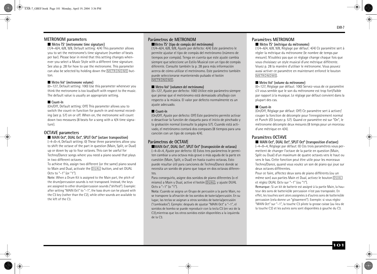 Roland EXR-7 User Manual | Page 101 / 152