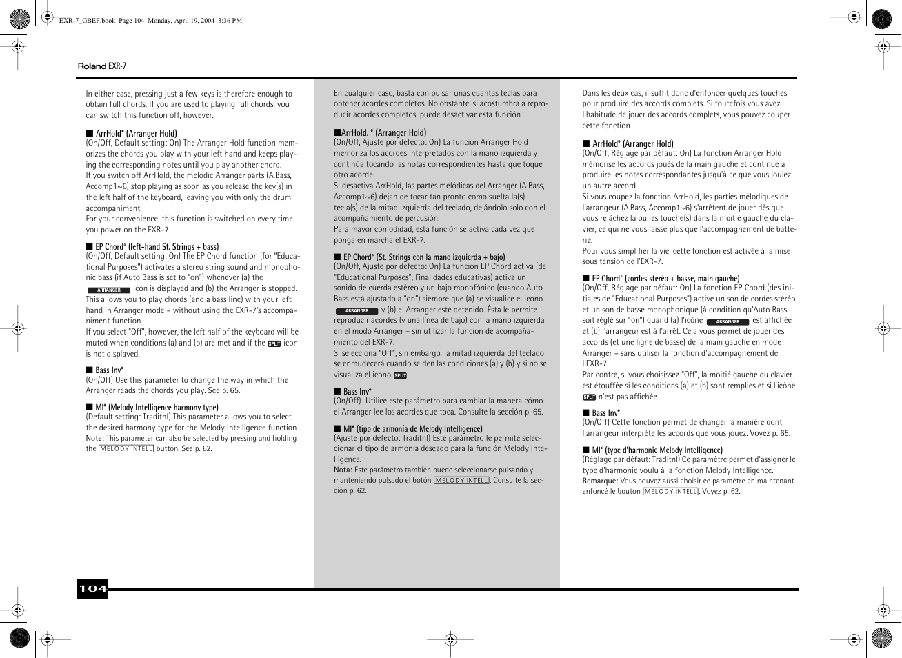 Roland EXR-7 User Manual | Page 104 / 152
