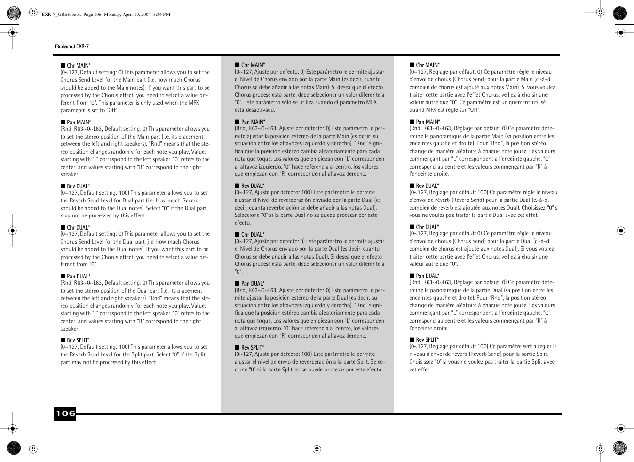 Roland EXR-7 User Manual | Page 106 / 152