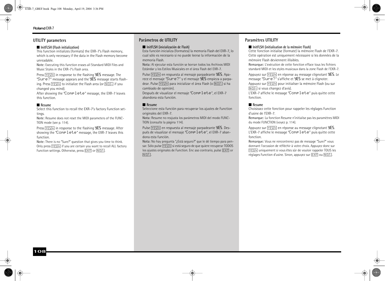 Roland EXR-7 User Manual | Page 108 / 152