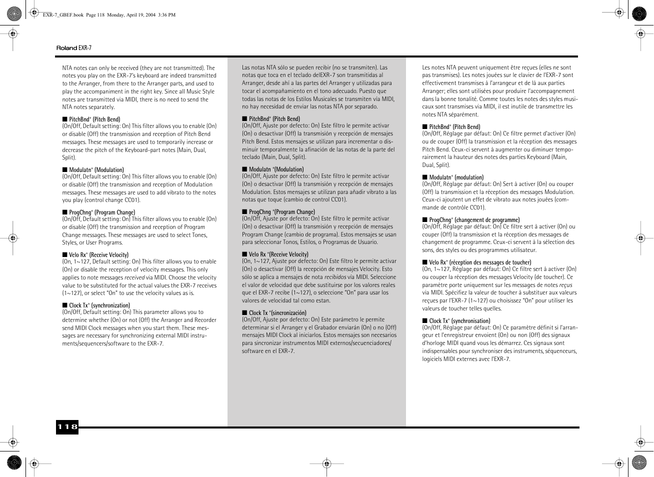 Roland EXR-7 User Manual | Page 118 / 152