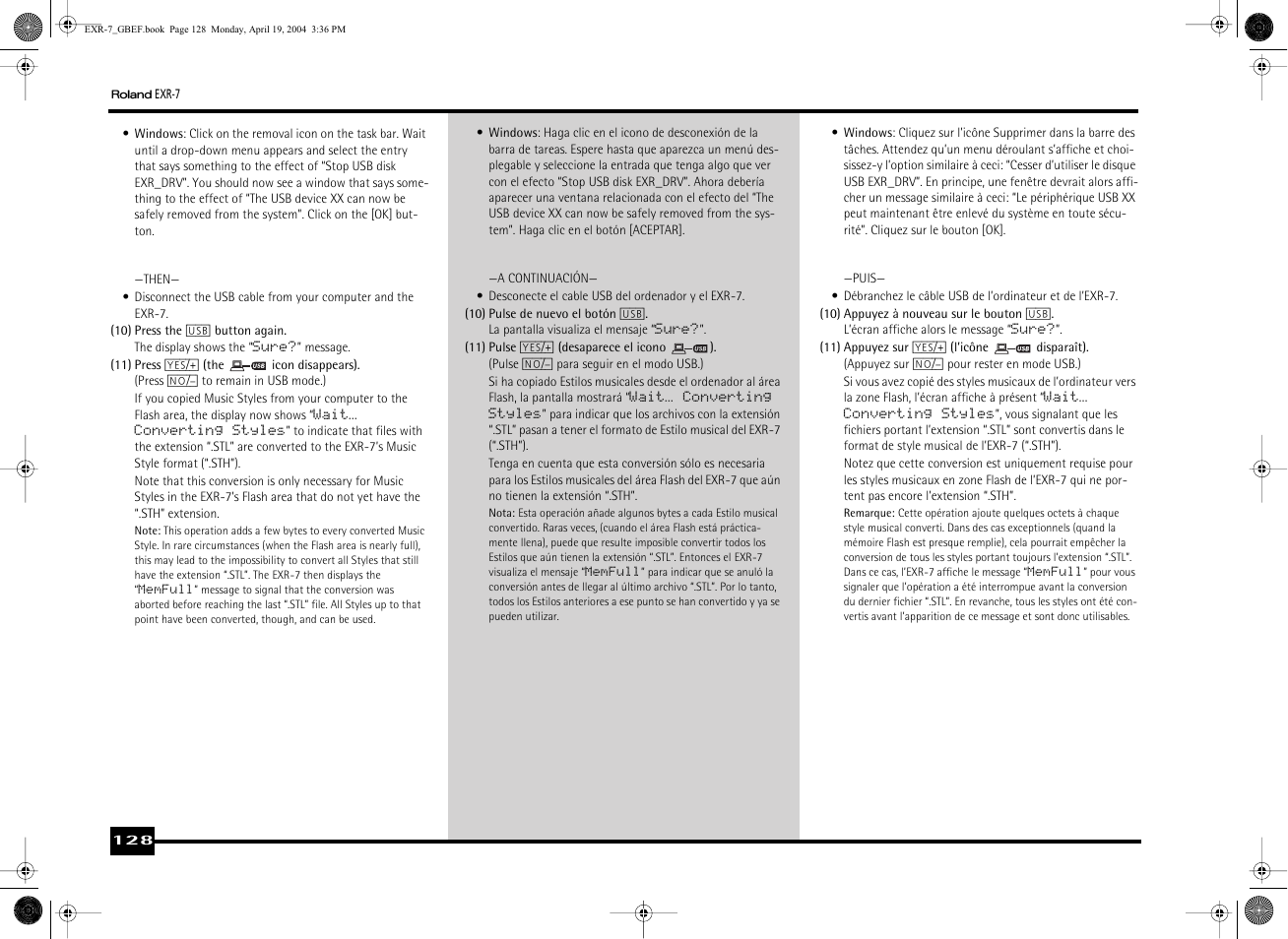 Roland EXR-7 User Manual | Page 128 / 152