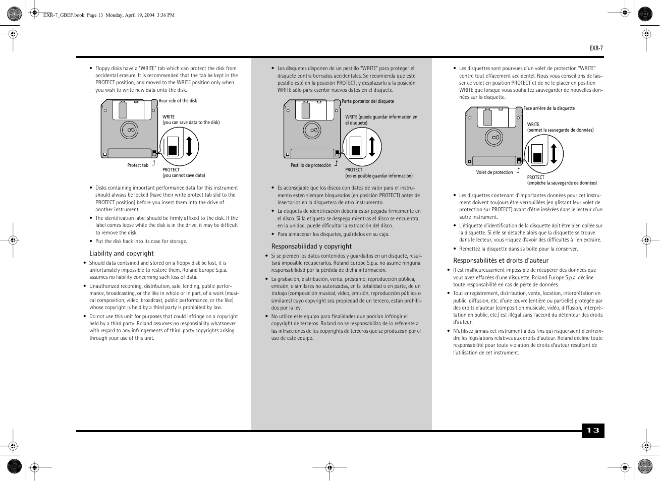 Roland EXR-7 User Manual | Page 13 / 152