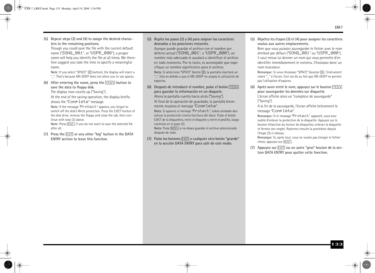 Roland EXR-7 User Manual | Page 133 / 152