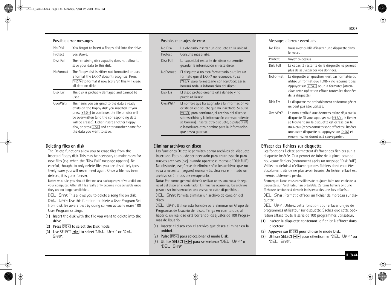 Roland EXR-7 User Manual | Page 134 / 152