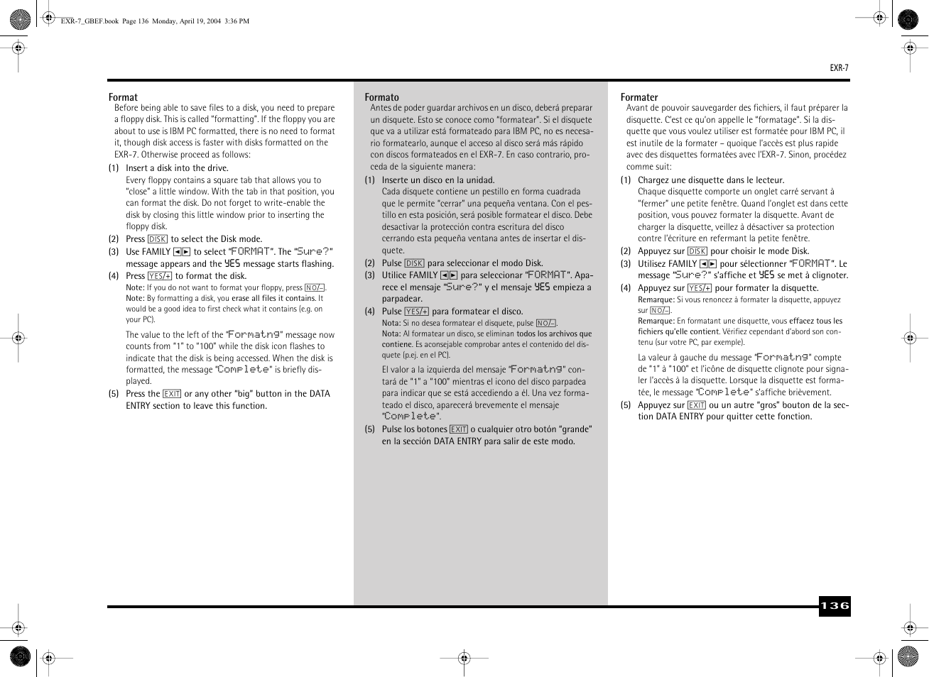 Roland EXR-7 User Manual | Page 136 / 152