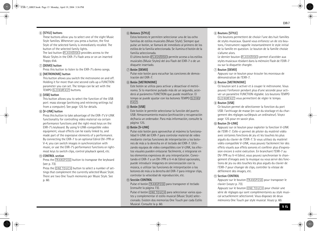 Roland EXR-7 User Manual | Page 15 / 152