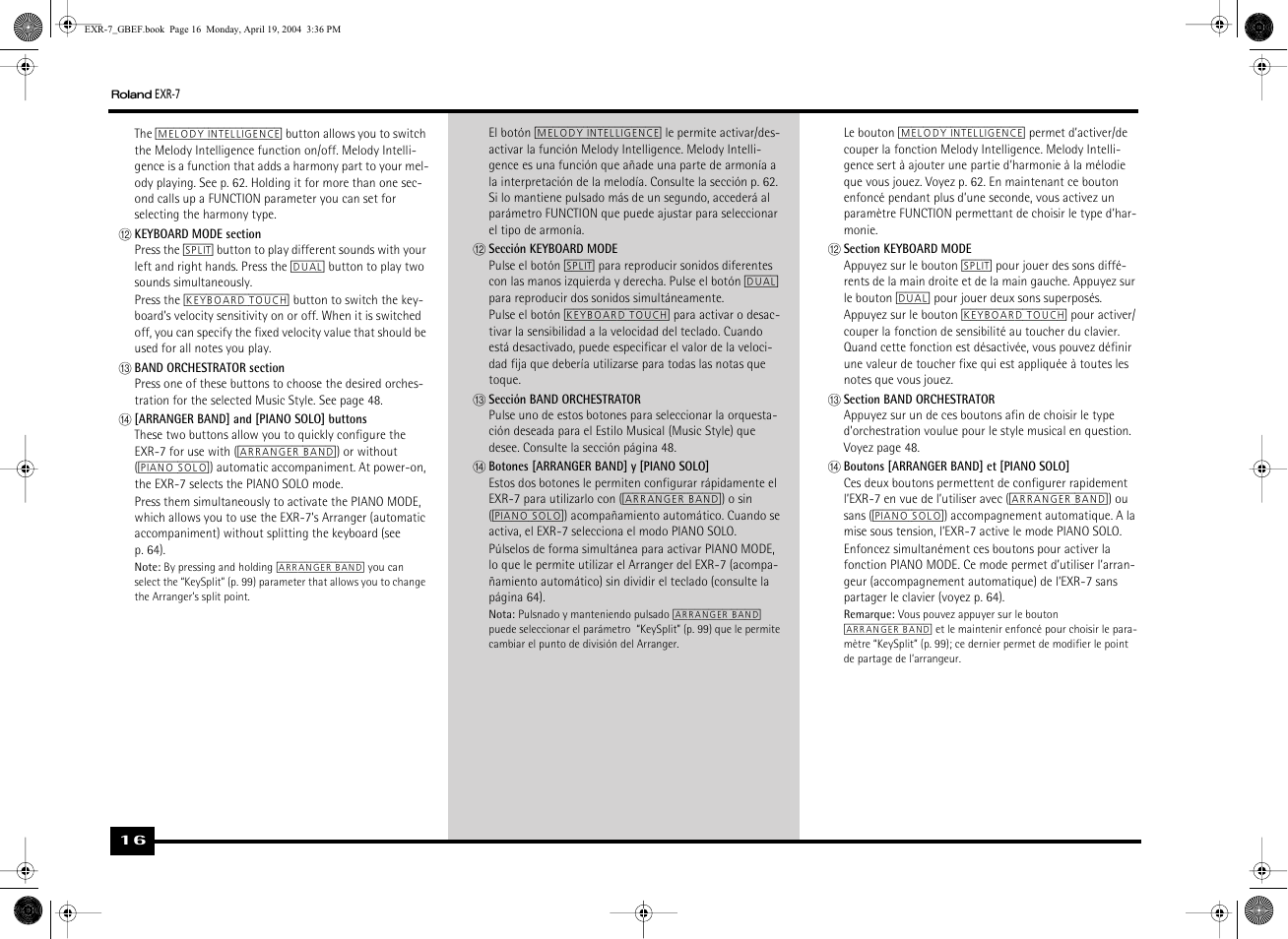 Roland EXR-7 User Manual | Page 16 / 152