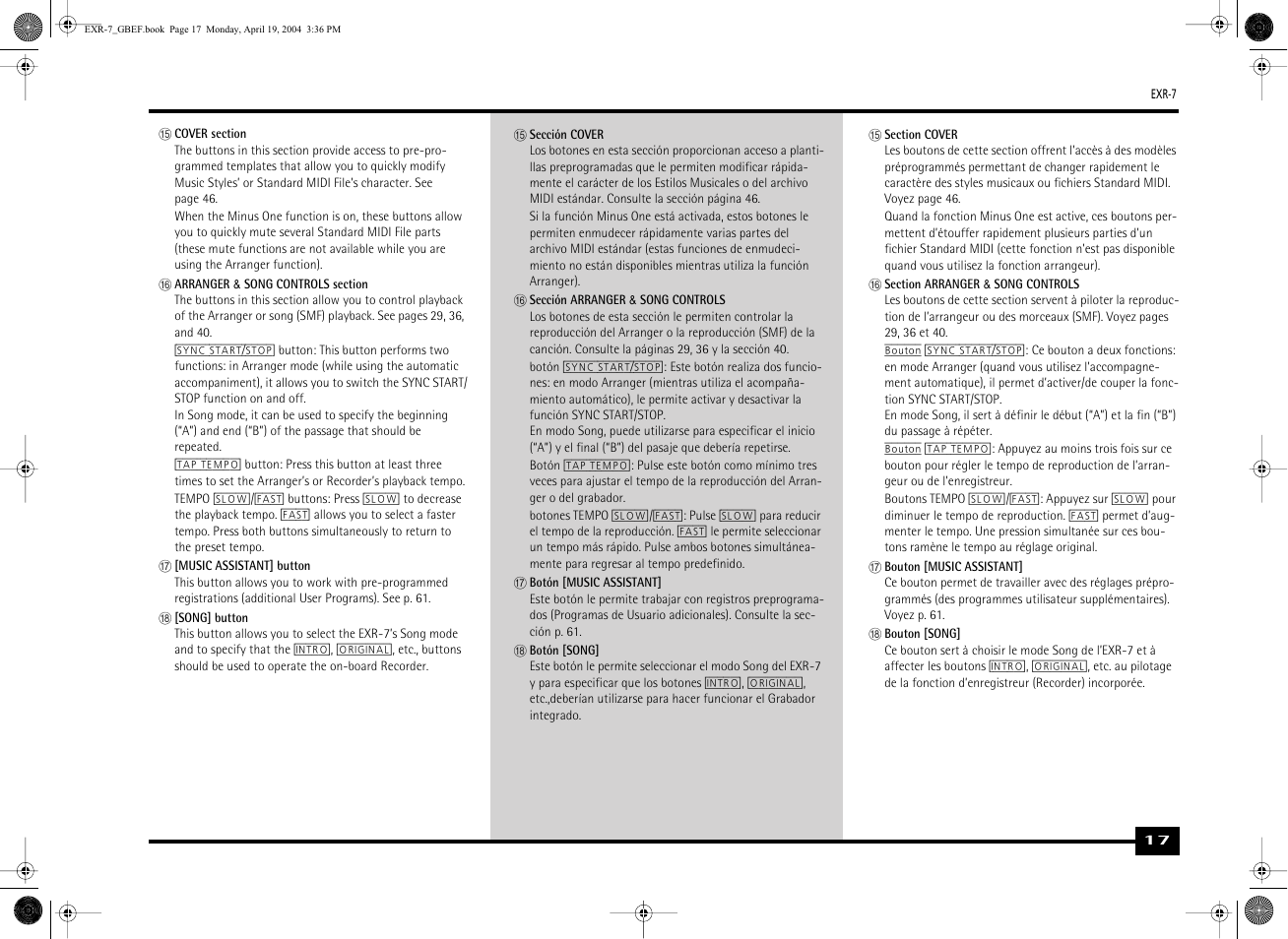 Roland EXR-7 User Manual | Page 17 / 152