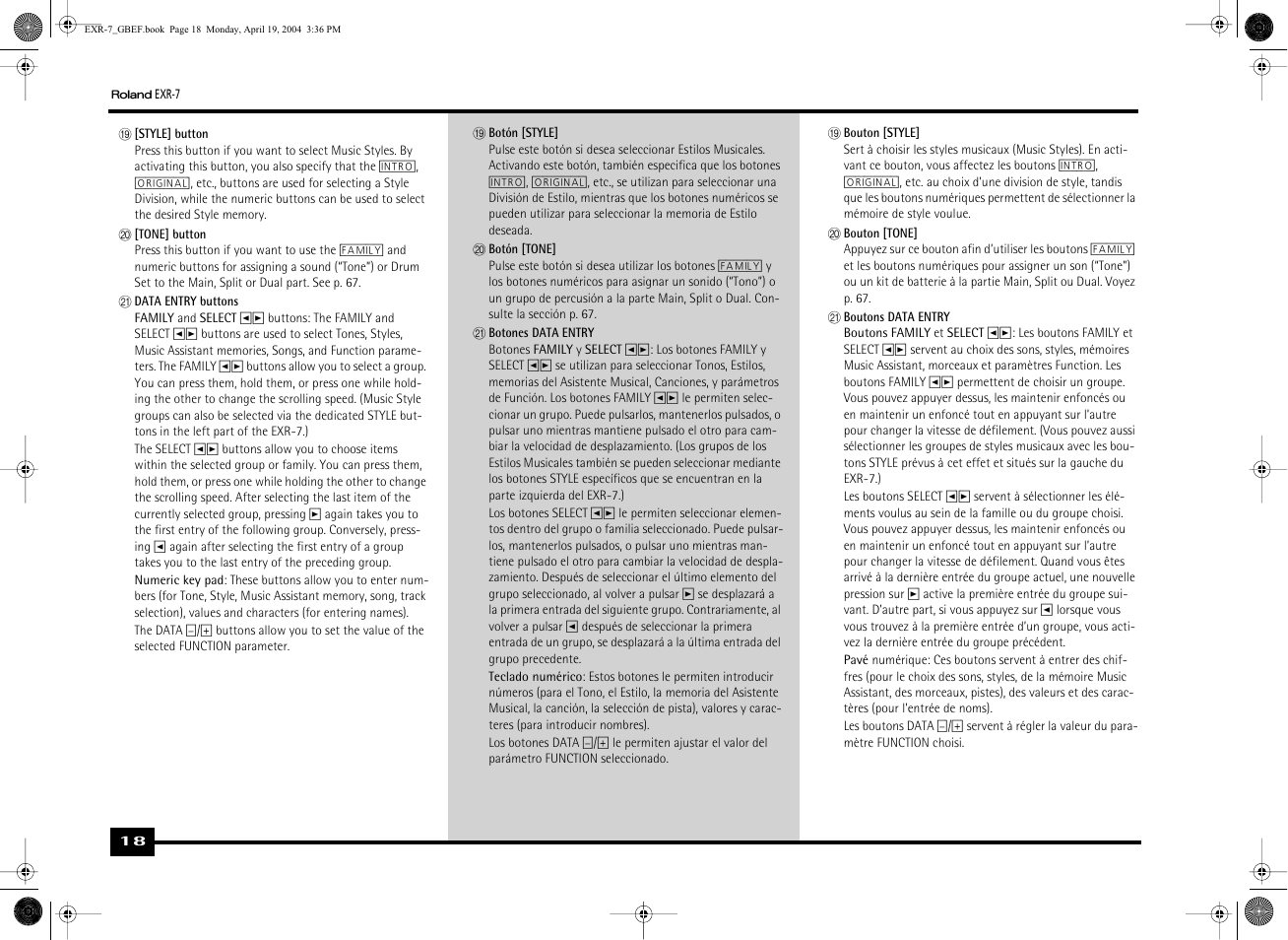 Roland EXR-7 User Manual | Page 18 / 152