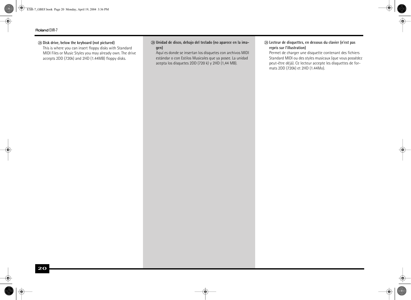 Roland EXR-7 User Manual | Page 20 / 152