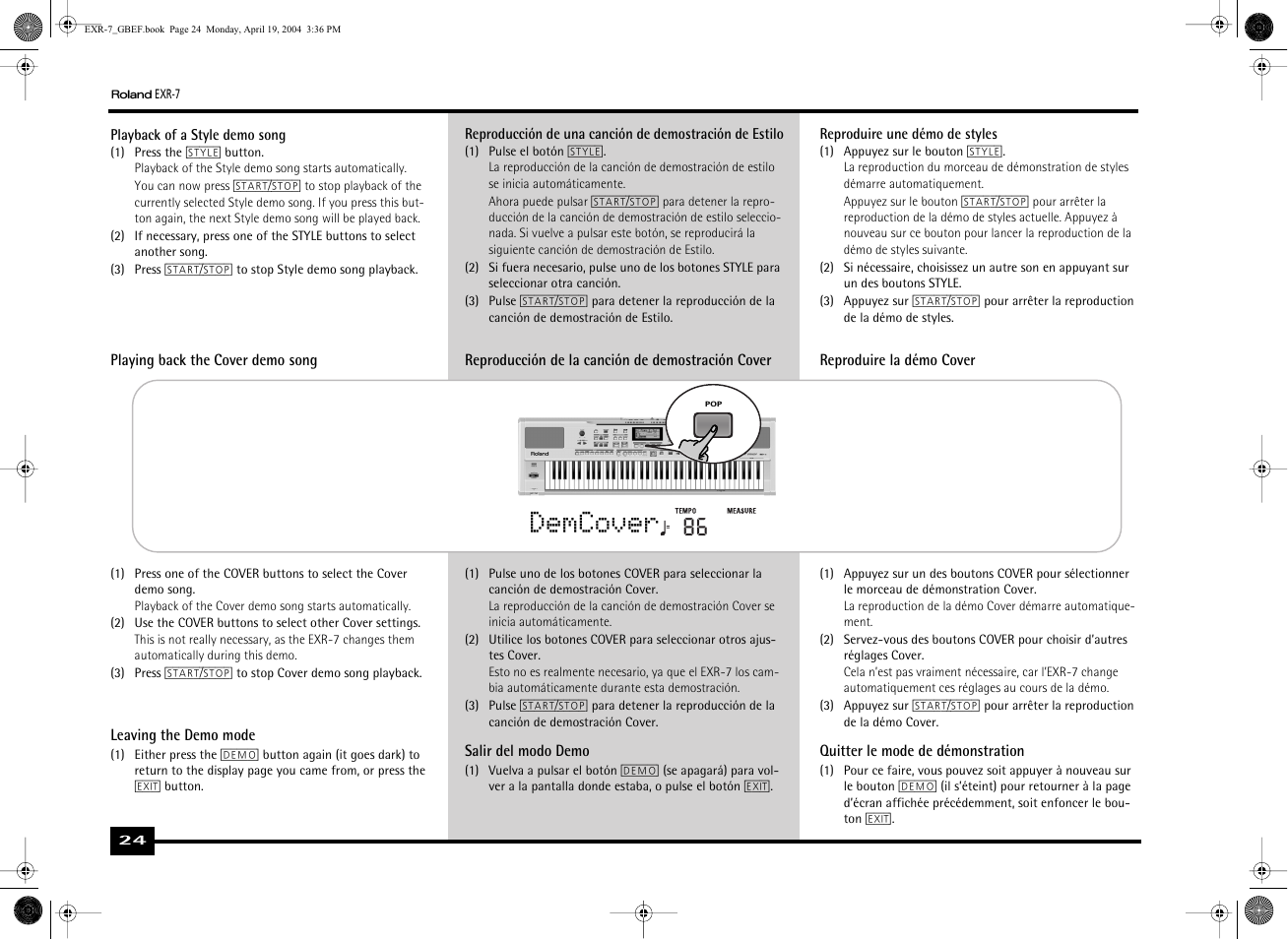 Demcover | Roland EXR-7 User Manual | Page 24 / 152