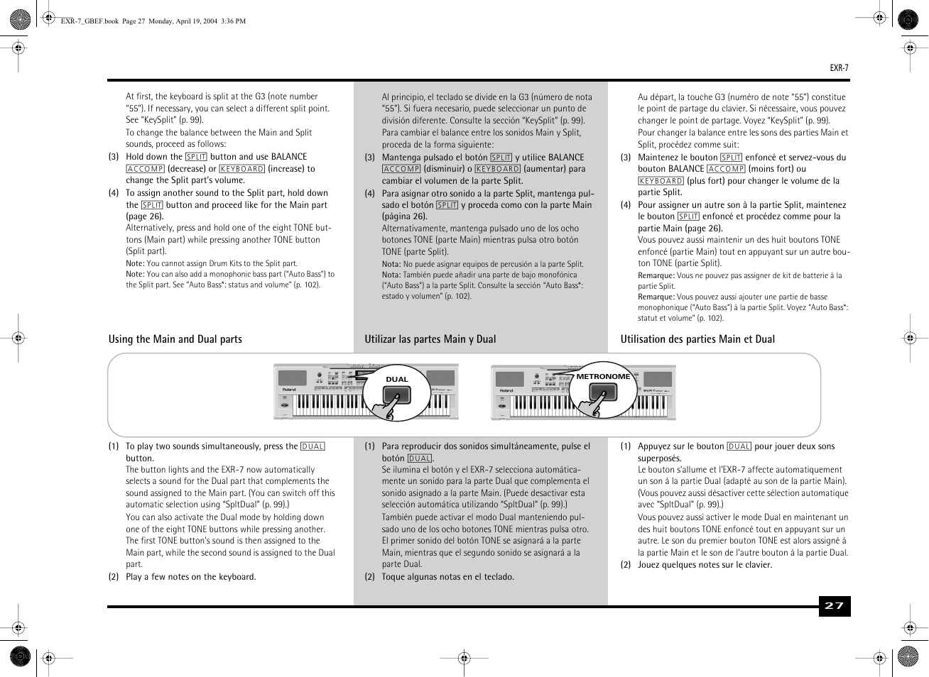 Roland EXR-7 User Manual | Page 27 / 152